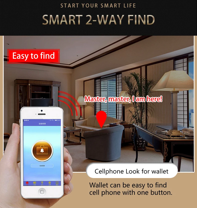 Men Anti Lost Smart Wallet with Alarm GPS Map Bluetooth Alarm Genuine Leather Purse Wallets