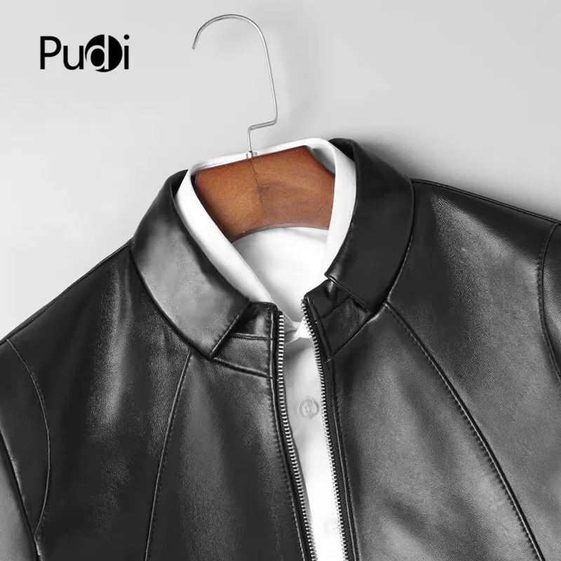 Pudi MT913 модный мужской жакет из натуральной овчины короткий отложной воротник кожаная куртка весна и осень повседневное пальто