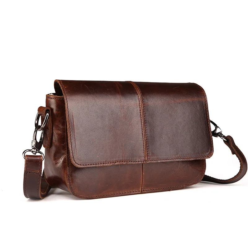 

Vintage Genuine Leather Mini Flap Lady Oil Wax Cow Leather Unisex High Quality Men Messenger Shoulder Crossbody Satchel Hand Bag