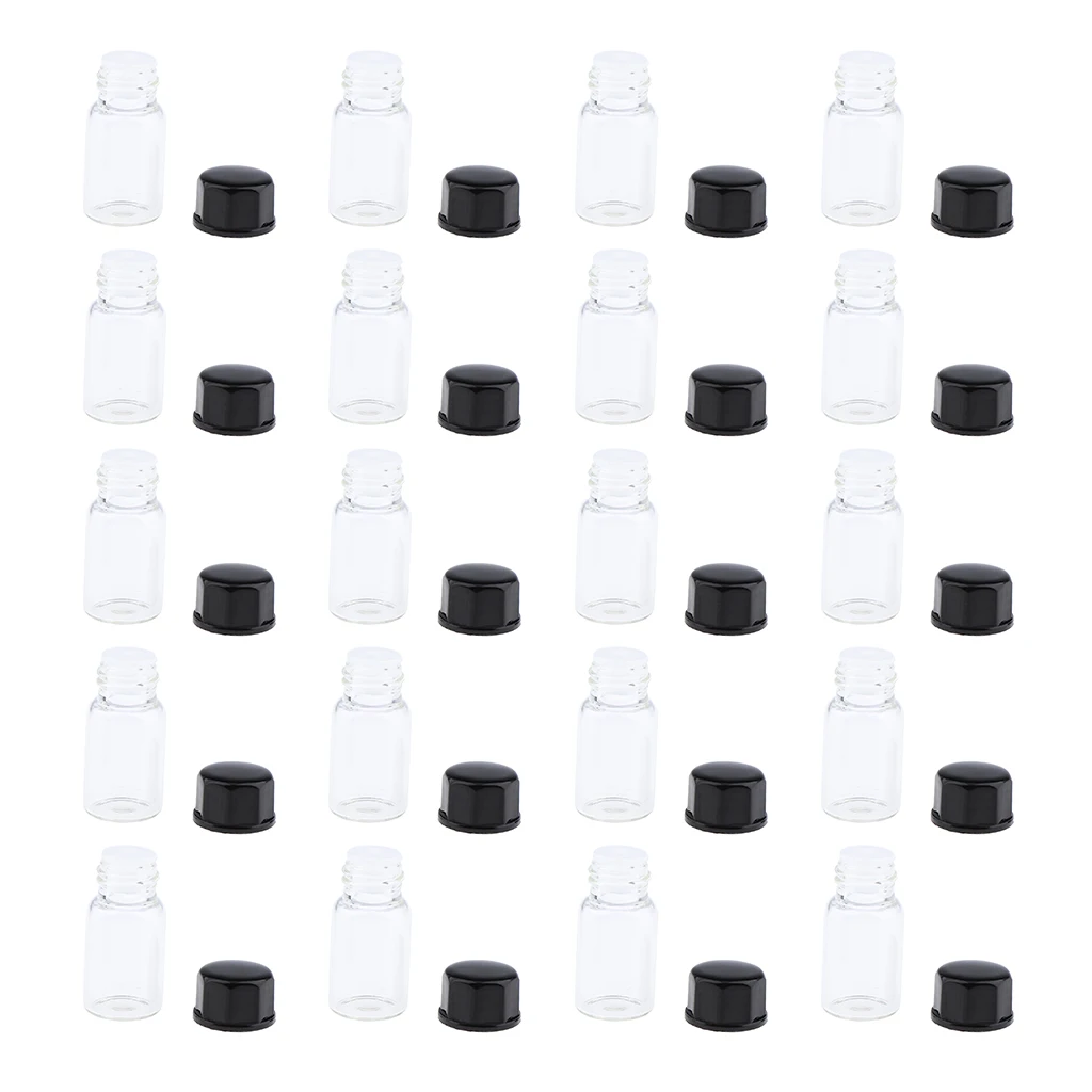 20Pcs 3ml Glass Bottles Vials Screwcap Containers Bottles for Essential Oils Serums Fragrance Perfume Toiletry Liquid