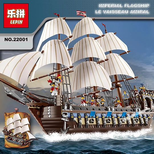 

NEW movie LEPIN 22001 Pirate Ship warships Model Building Kits Block Briks Toys Gift 1717pcs Compatible 10210 for kids gift toys