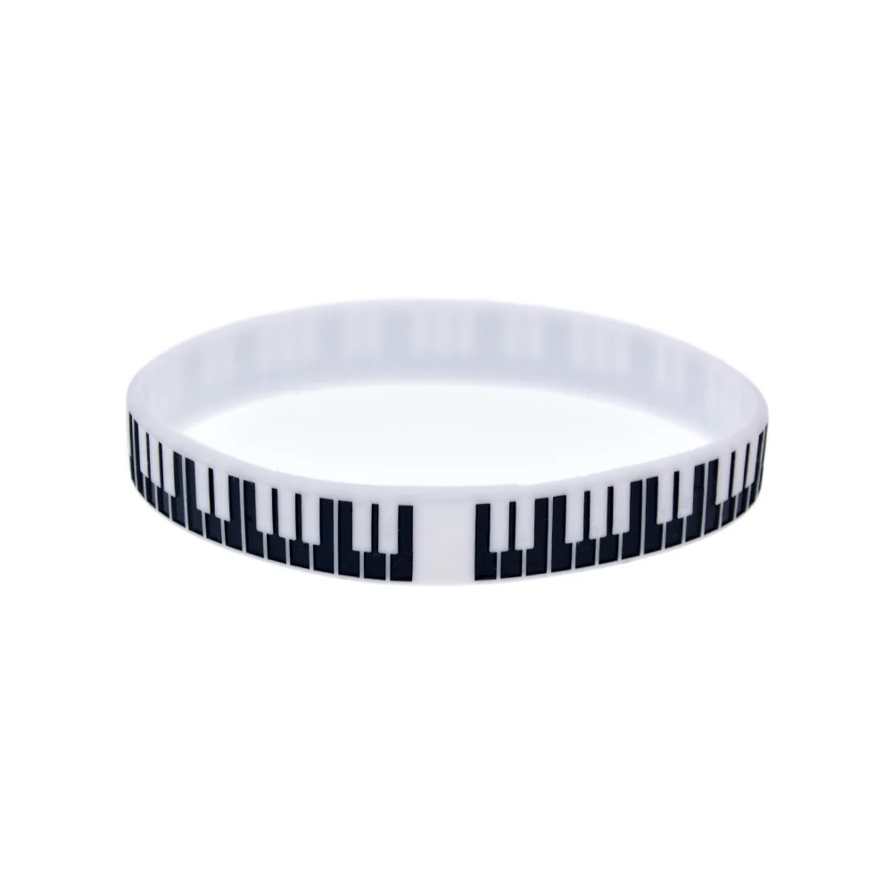 OBH 2 шт черный и белый гравированный фортепианные ключи силиконовый резиновый браслет