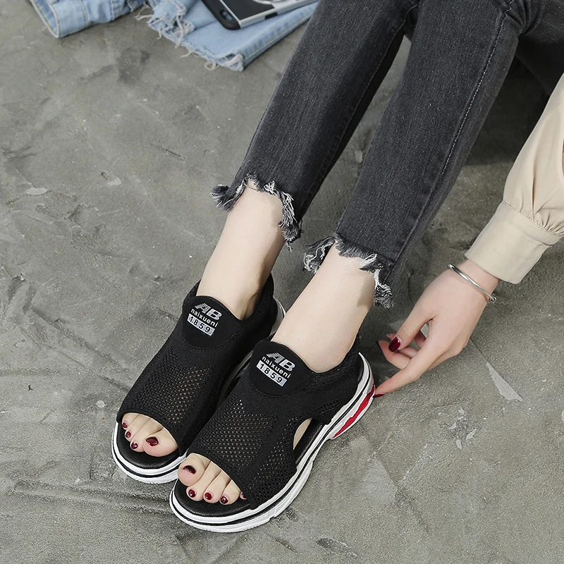 

SAILING LU Flat Shoes Women 2019 New Round Toe Mesh Shoes Ladies Casual Comfortable Hook Loop Solid Creepers Size 35-40 XWZ5607
