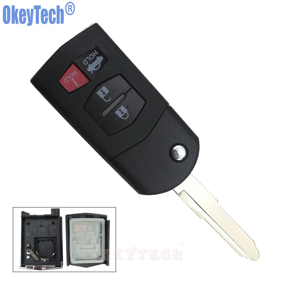 OkeyTech 4 Buttons Folding Flip Remote Keyless Key Shell Case Fob Housing for Mazda 3 6 2010 -2012 For MX-5 Miata 2006 2007-2012