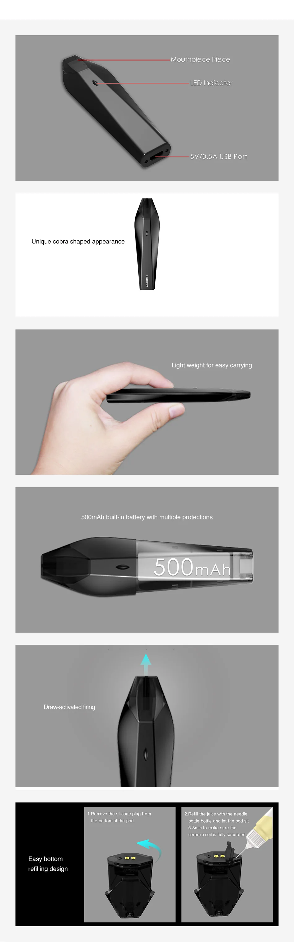 Hugo Vapor Kobra Pod Kit 500mAh