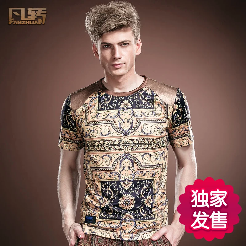 FanZhuan Новая мода повседневная мужская летняя с коротким рукавом индивидуальная футболка 14527 Королевская Футболка тонкая мужская