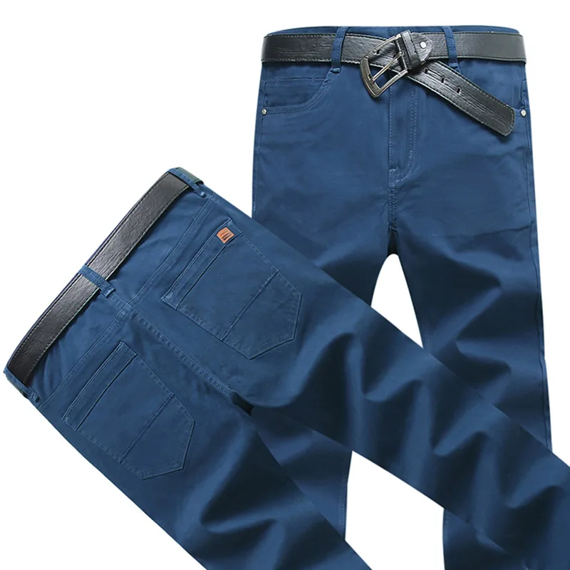 

2019 Sping Mens Casual Pants Formal Slim Straight Trousers Business Dress Stretch Joggers Male Fashion Khaki Black 42 44 46