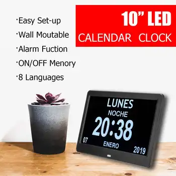 

LED10 inch screen desktop clock Digital Calendar Alarm Clock multi-function Digital Wall Stand Clock for Office/Home/Room/School