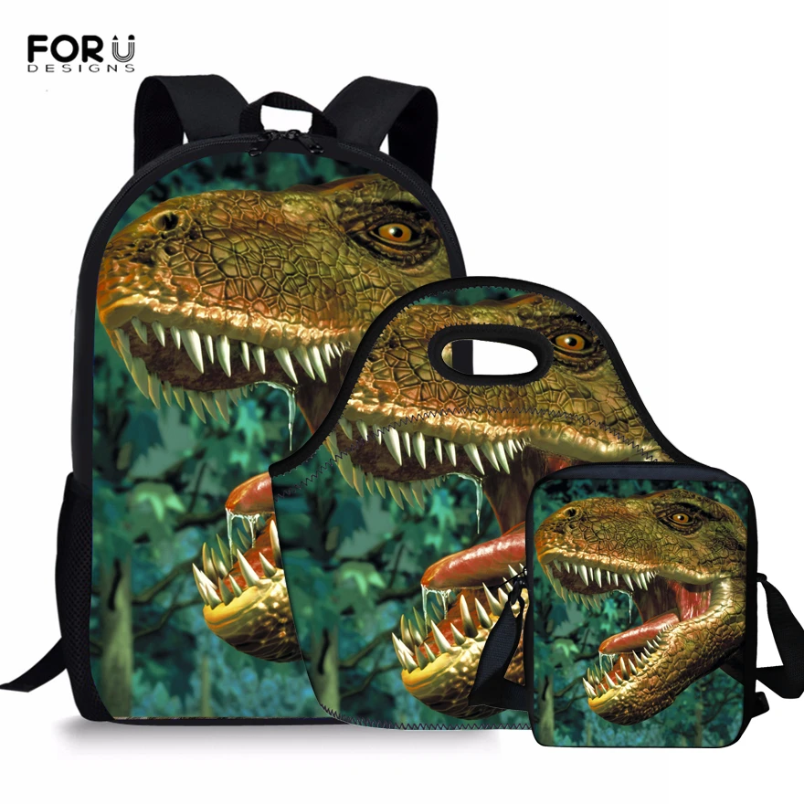 

FORUDESIGNS Dinosaur Animal School Bags Backpack Set Children Schoolbag For Teenager Boy Backpacks Rugtas Mochila Escolar Kids