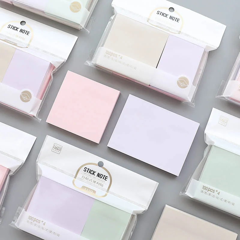 4pcs Mild Color Sticky Note Set Classical Index Label Memo Pad