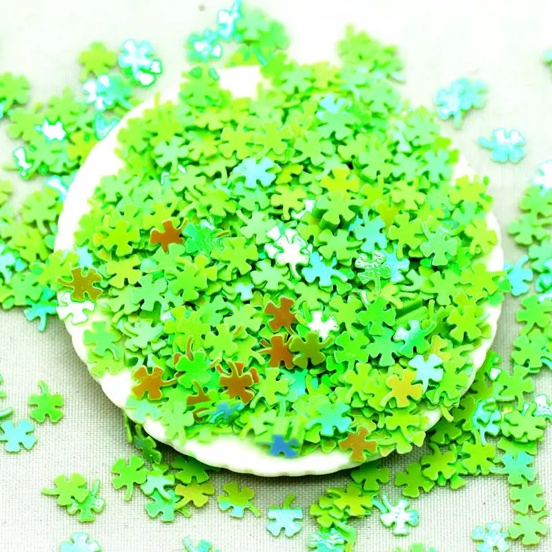 10 г 3 мм НПВХ зеленый четырехлистный клевер блестки | дизайн ногтей аппликация миниатюры | вечерние украшения Confettis