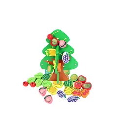 Chanycore Игрушки для маленьких детей 30 шт. частиц фруктовых деревьев Бусины игрушка бука Baby Образование Деревянные Игрушечные лошадки 5153