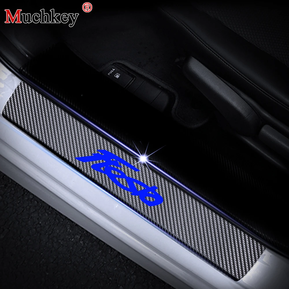 

4Pcs Car Door Sill Scuff Plate For Ford Fiesta Car Welcome Pedal Decoration Stickers 4D Carbon Fiber Vinyl Sticker Car Styling