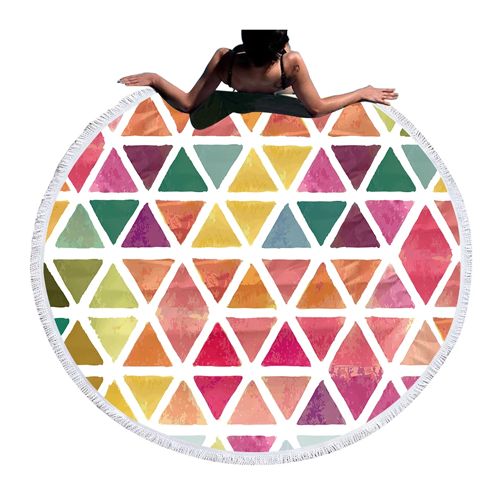 

Geometric Tropical Round Beach Towel For Adults Microfiber Towels Large Microfibre Serviette de plage Tapestry Mat Picnic Mat
