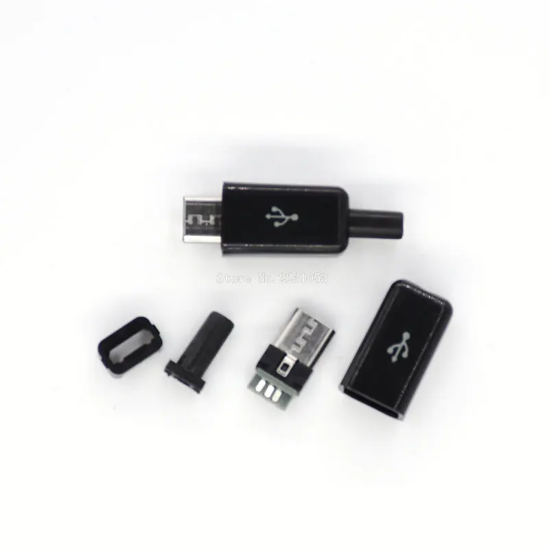 10 шт./компл. 4 в 1 DIY Micro USB сварки Тип Мужской 5-контактный разъем w/Пластик крышка черного и белого цвета