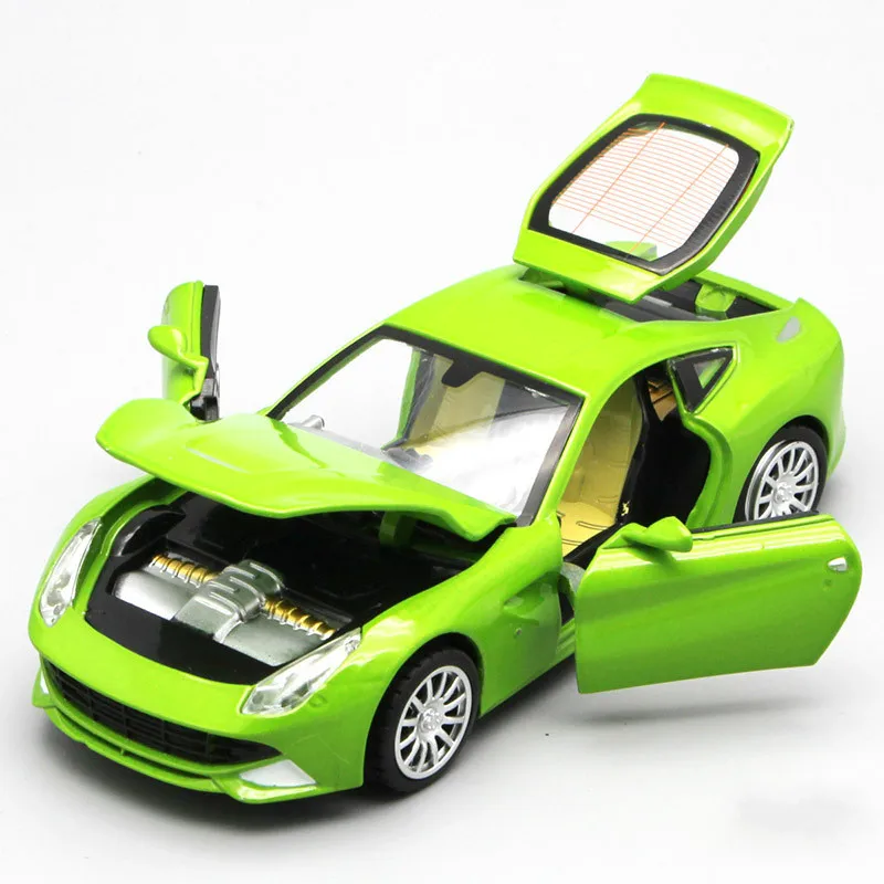 

For Ferrary F12 Alloy Sports Car Model Diecast Sound Light Pull Back Door Toy for Children Speed Wheels Toy Auto Car Scale 1:32