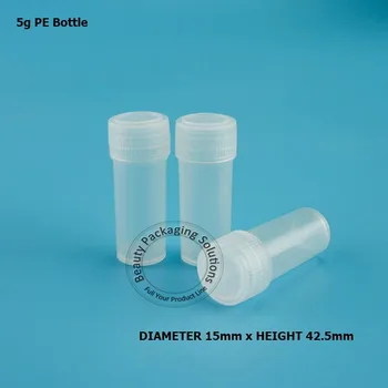 

500pcs/Lot Wholesale 5g Plastic Container Refiilable PE Test Bottle Small Transparent Packaging Experiment Supplies Canister