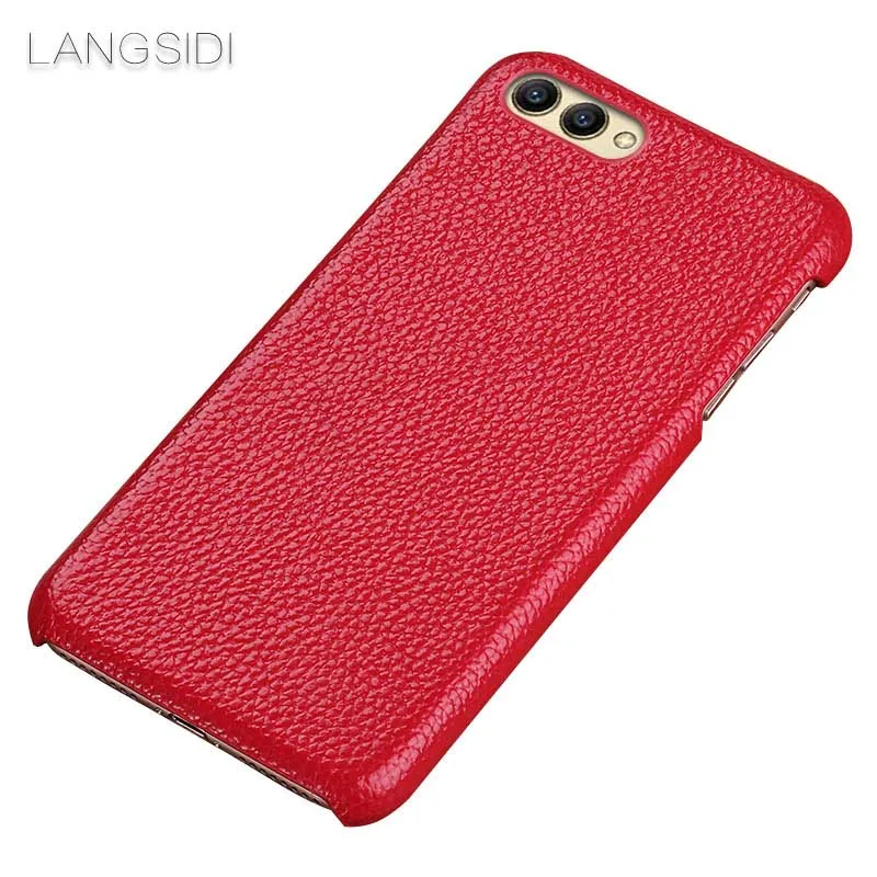 Wangcangli для huawei Honor 7X чехол из коровьей кожи задняя крышка Личи Текстура чехол для телефона - Цвет: 06-Big red