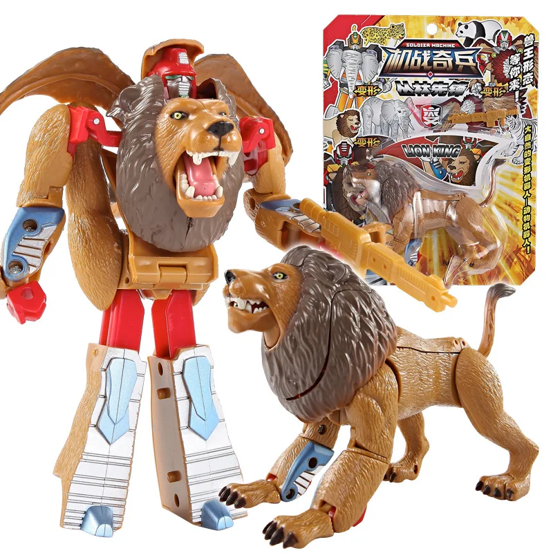 Boys Transformation Robot Action Figure Plastic Model Zoo Tiger Lion Panda Eagle Elephant Kid Adult Education Collection Toys