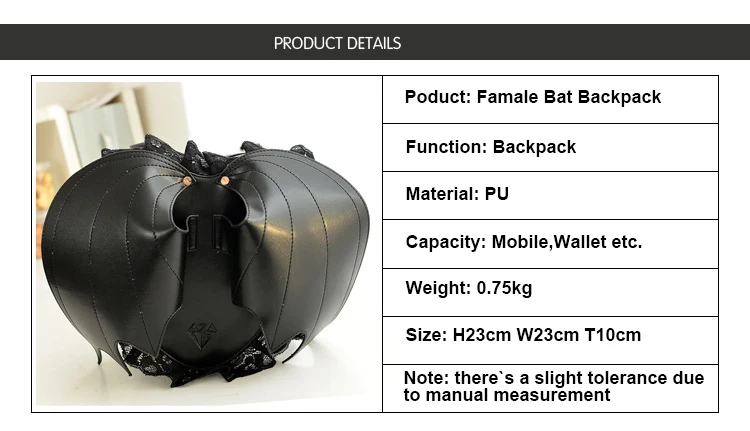 Черный Ретро призрак рюкзак для Для женщин небольшой рюкзак призрак сумка Monster женская сумка вампира крылья летучей мыши рюкзак