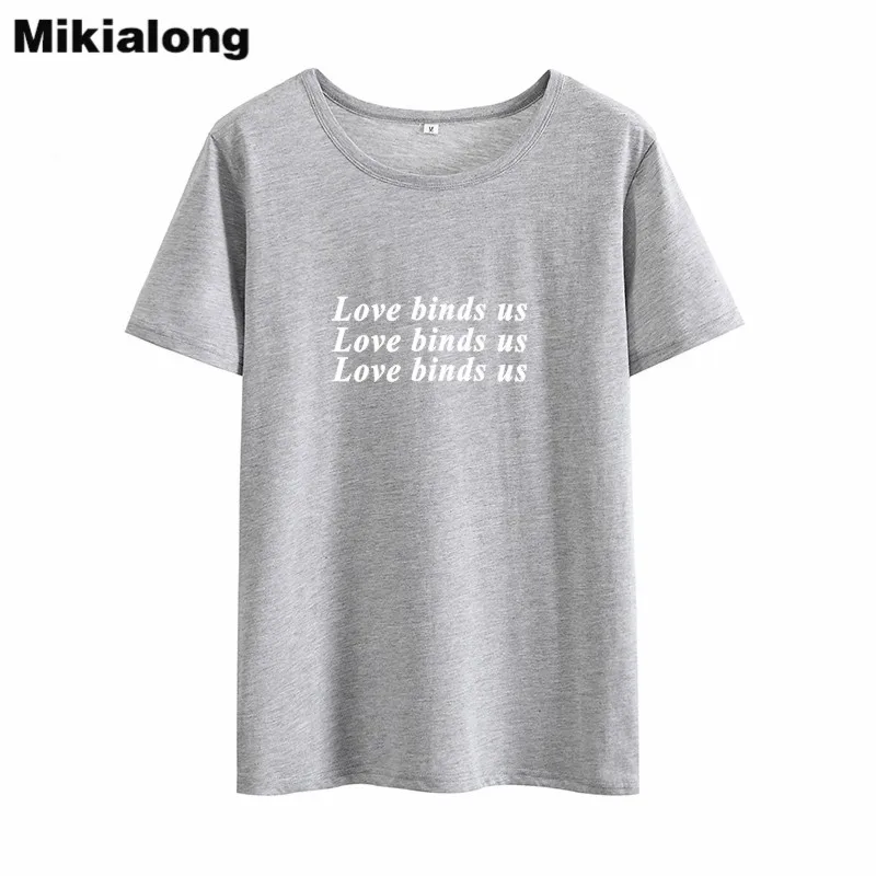 Mrs win LOVE BINDS US Couple T Shirt for Lovers Ulzzang 100% Cotton Bff T-shirt O-neck Hipster Black White Women Tshirt Tops