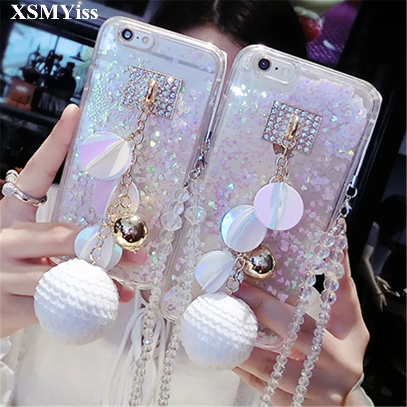 

XSMYiss Case For SamsungS7 S8 S9 S10 PLUS S10 Lite Note 8 9 Luxury Bling Rhinestones Diamond Liquid Quicksand Glitter Phone Case