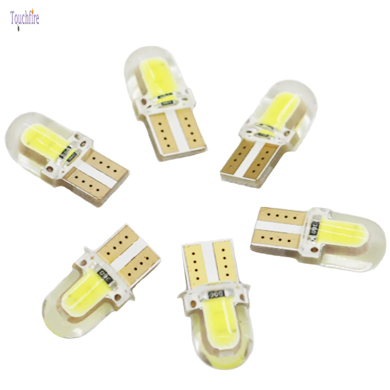 10 шт. светодиодный W5W T10 194 168 12V COB 8SMD силиконовый парковки авто Клин для лампы лампа