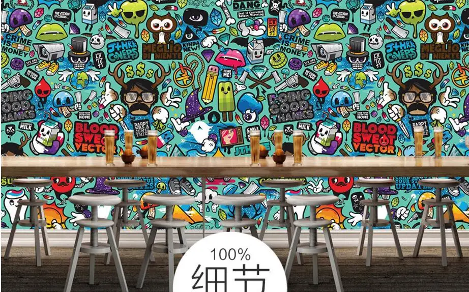 Пользовательские детские обои абстрактные граффити 3D Мультяшные фрески для