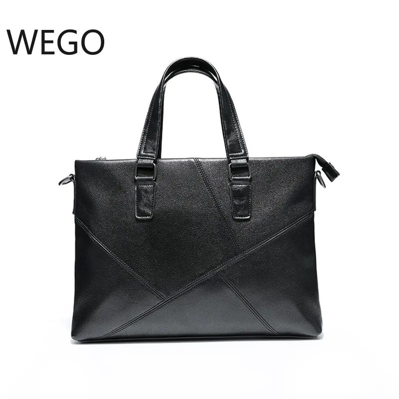 

Casual men's bag multi-pocket cross section leather men's handbag briefcase travel computer bag