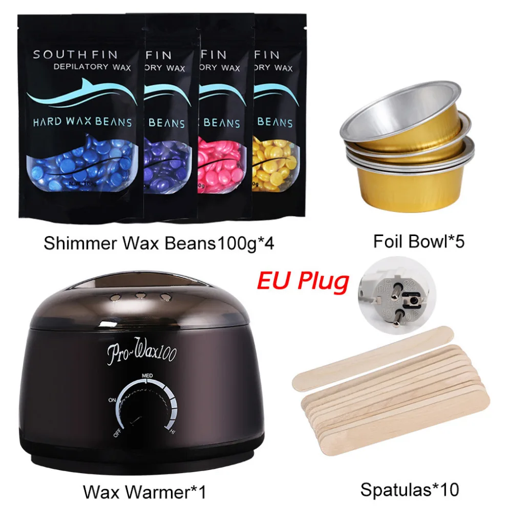 

2019 NEW Women's Fashion Wax Warmer Heater Pot Machine Kit 400g Wax Beans 10pcs Hair Removal Sticks 5pcs Bowl Drop Shipping