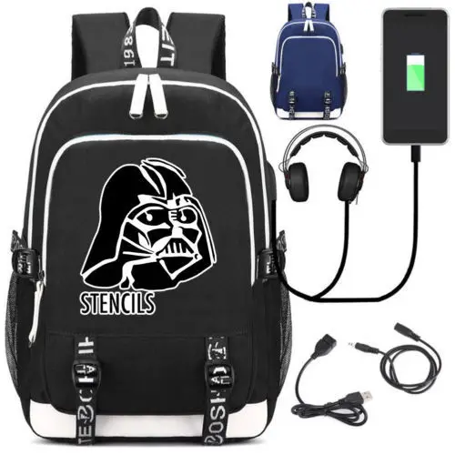 StarWars серия школьный рюкзак USB зарядка интерфейс ноутбук дорожная сумка через