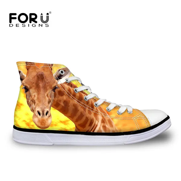 C4281AK FORUDESIGNS/милые женские вулканизированные туфли с высоким берцем и жирафом; женские парусиновые туфли с 3d-изображением животных; женская обувь для отдыха; zapatos mujer - Цвет: C4281AK