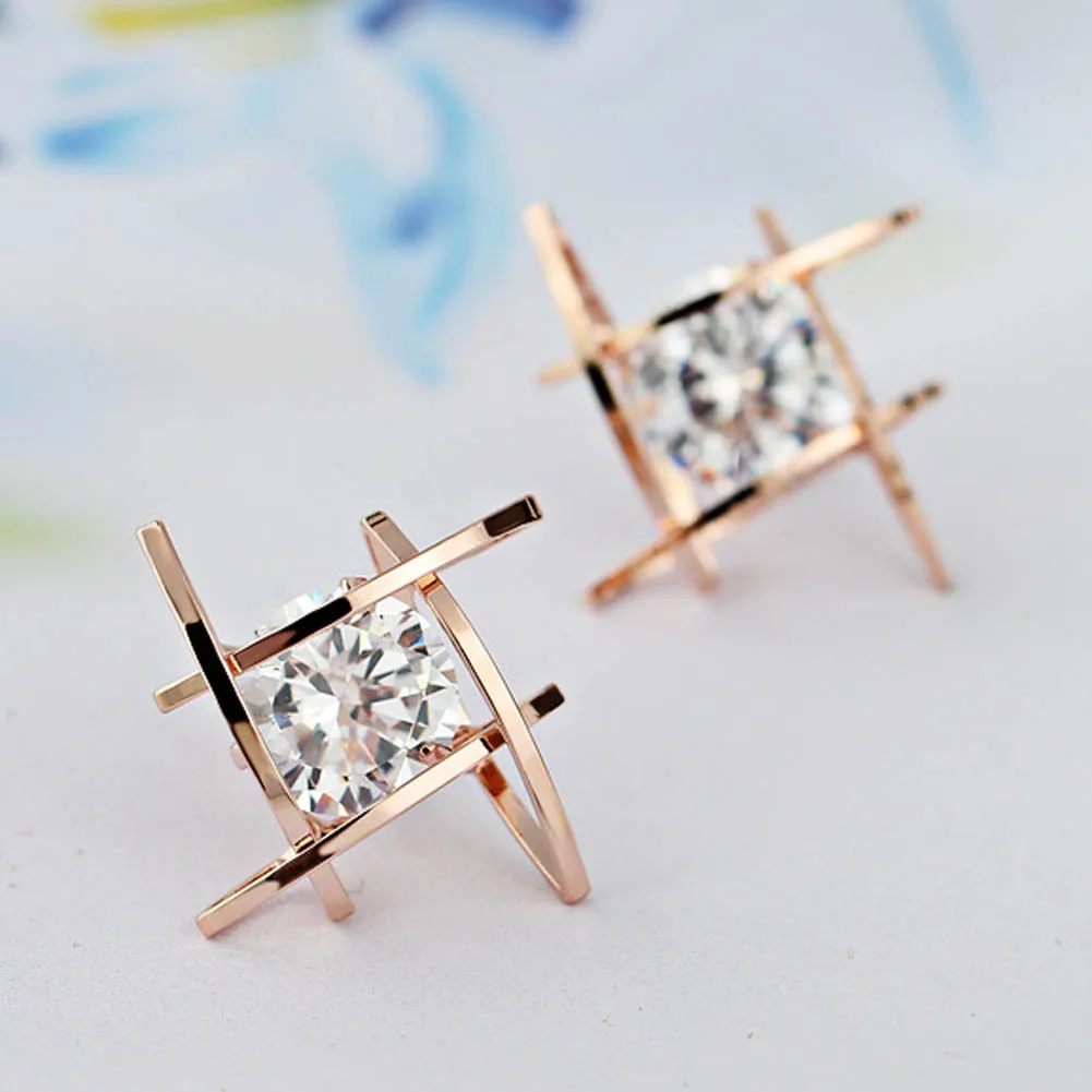 

New Fashion Square Zircon Earrings Upscale Magnificent Stud Earring Women Jewelry Wholesale And Retail