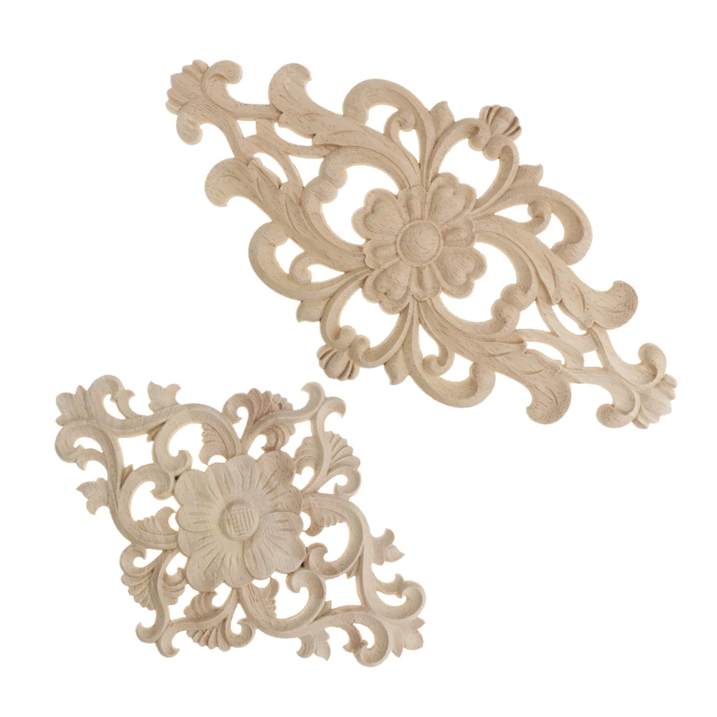 Wooden Carved Corner Applique Frame Furniture Craft Cabinet Corner Onlay Mouldings Handcraft Decor