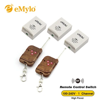 

eMylo RF AC 100-240V 2500W Smart Wireless Remote Control Light Switch 3 buttons Transmitter &3X 1 Channel Relays latched Switch