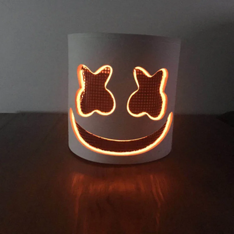 DIY тренд DJ шлем в форме маршмеллоу EVA провод светодиодный Косплей Marshmello Prop для Хэллоуина бара светится в темноте маски для косплея дропшиппинг