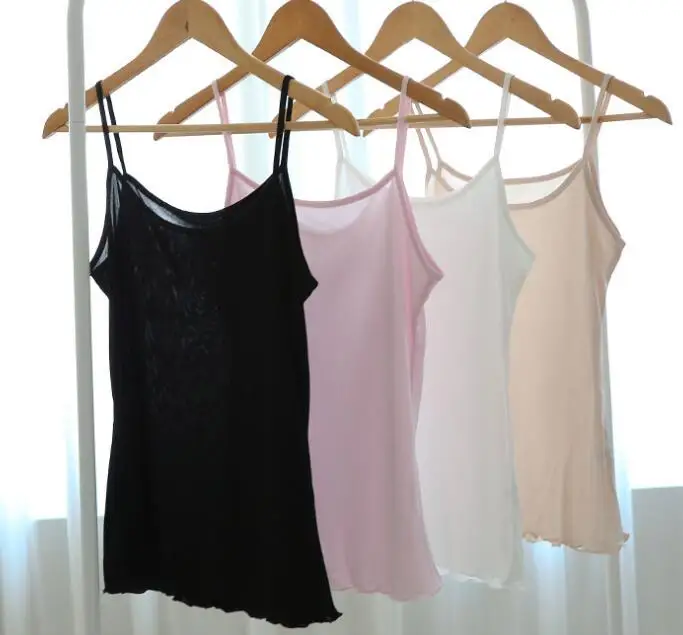 100% Silk Knit Thin Camisole Top Vest Shirt Sleepwear Spaghetti Strap SG307