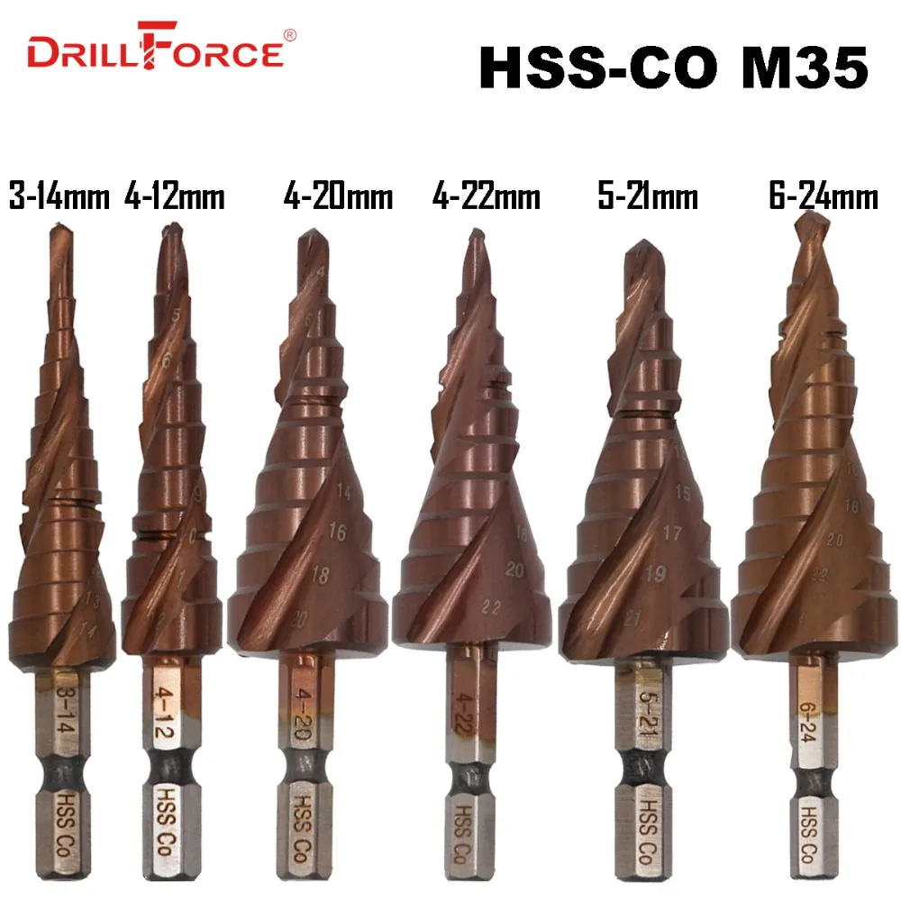 HSS M35 5% кобальтовые ступенчатые сверла HSSCO высокоскоростные стальные конические