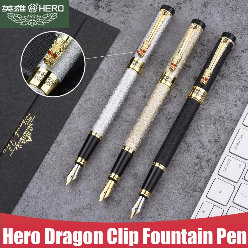 

Free Shipping Brand Duke Luxury Metal Fountain Pen Business Executive Dragon Crystal Diamond Writing Gift Ink Pen 01