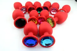 Пары красный 68 * мм 28 мм пикантные Силиконовые Ювелирные изделия из кристаллов Анальная пробка товары в игры для взрослых