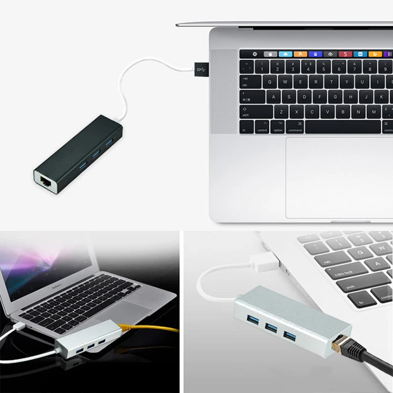 USB3.0 концентратор Gigabit Ethernet сетевой адаптер+ 3 порта концентратор USB 3,0 к RJ45 10/100/1000M Lan Карта для Macbook Windows 10