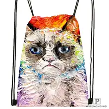 Custom cutest_cat_among_the_wheat_ походная сумка на шнурке милый рюкзак дети ранец(черный Назад) 31x40 см#180611-03-131