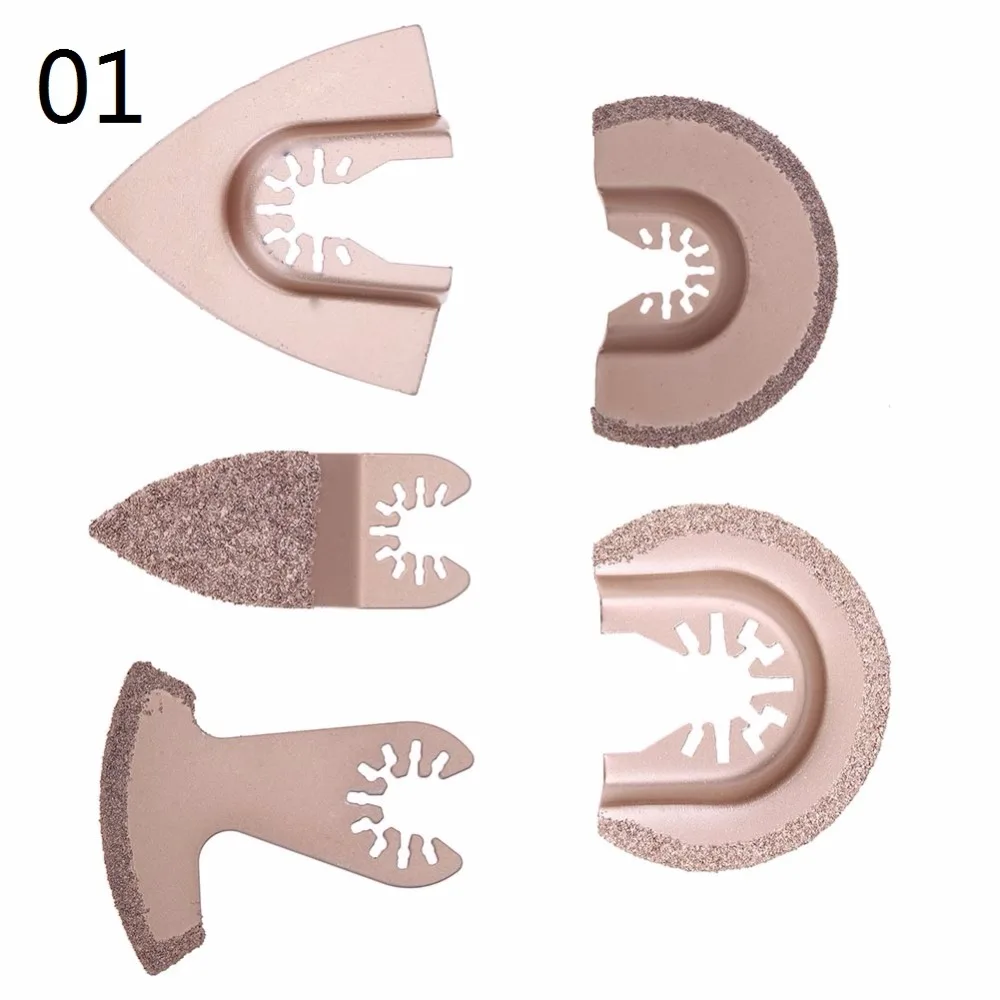 

5pcs/set Diamond Carbide Oscillating MultiTool Saw Blade Set For Fein Multimaster Metal Cutting Tool