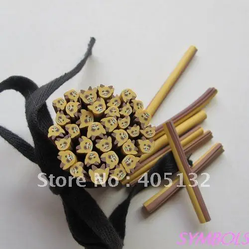 

e-44 Free Shipping 100pcs 5mm Yellow Cow Polymer Clay Cane Fancy Nail Art Polymer Clay Cane