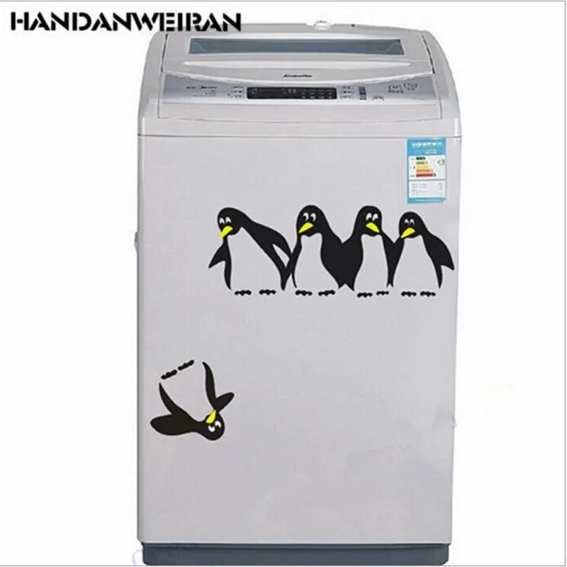 

one pieces Fun Penguin Fridge Sticker Cartoon Animal Washer Sticker Home Decor for bathroom black/white 2019 hot selling