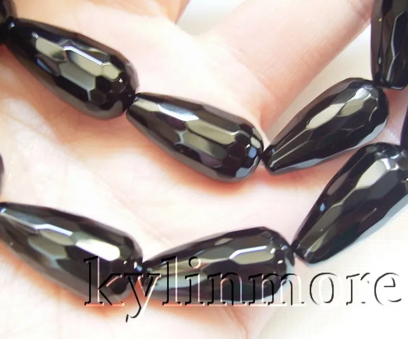 

10x20MM Onyx Faceted Teardrop Beads 15
