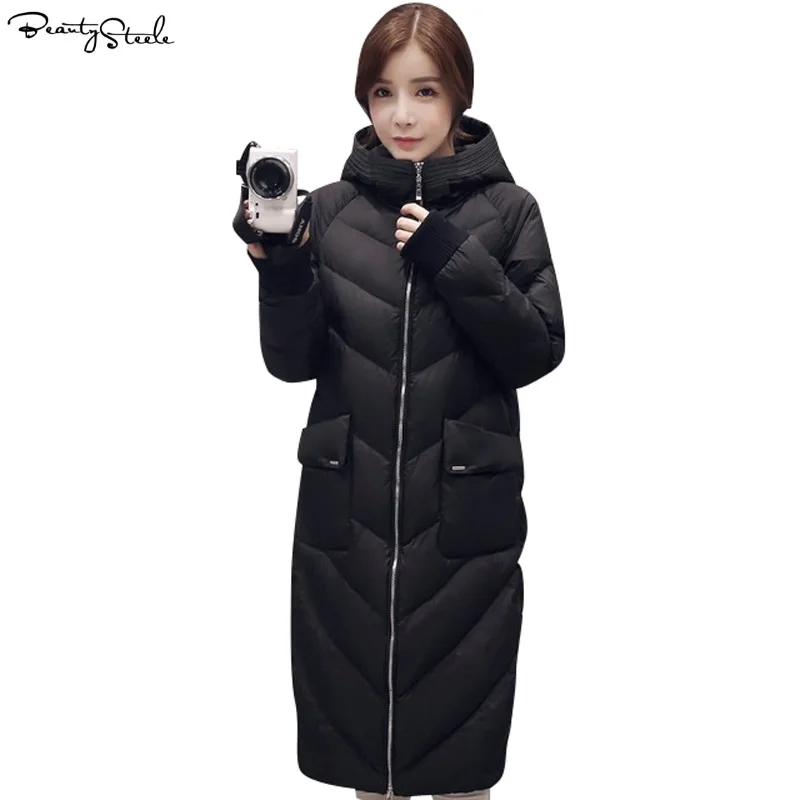 

Beauty Steele 2017 New High Quality Leisure And Long Winter Jacket Women's Slim Down Cotton And Warm - Warm Hooded Coat