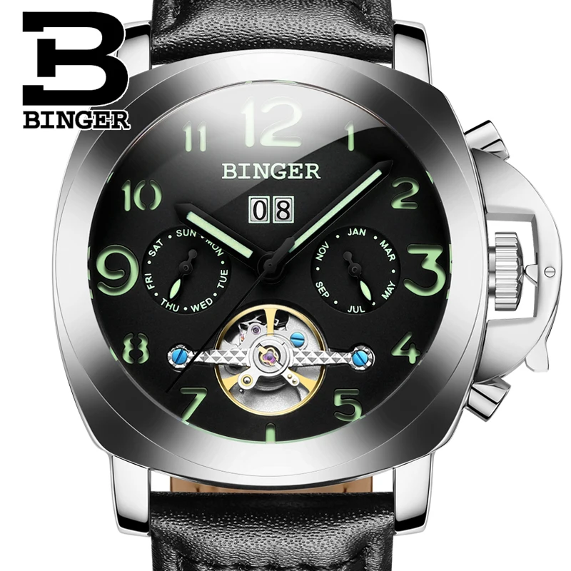 

2018 Switzerland luxury men's watches BINGER brand Mechanical Wristwatches multifunctional military Stop clock B1169-2