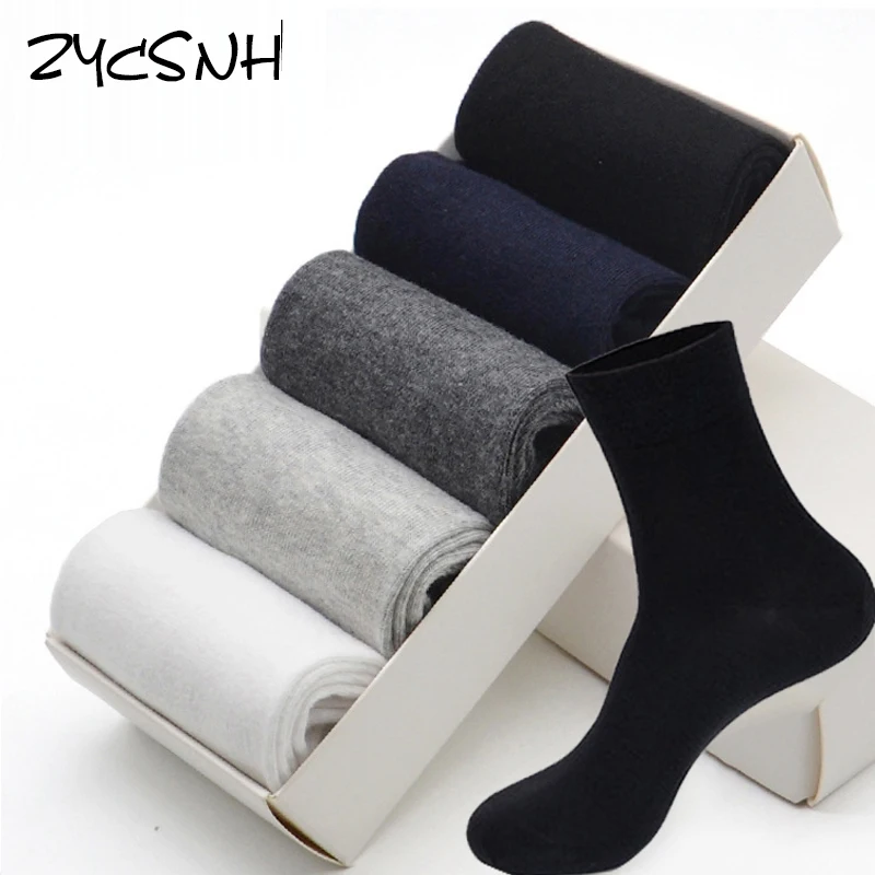 

5 Pairs/lot Cotton Men Socks Winter Mens Dress Socks Black White Grey Business Leisure Absorption Breathable man Sock For Gift