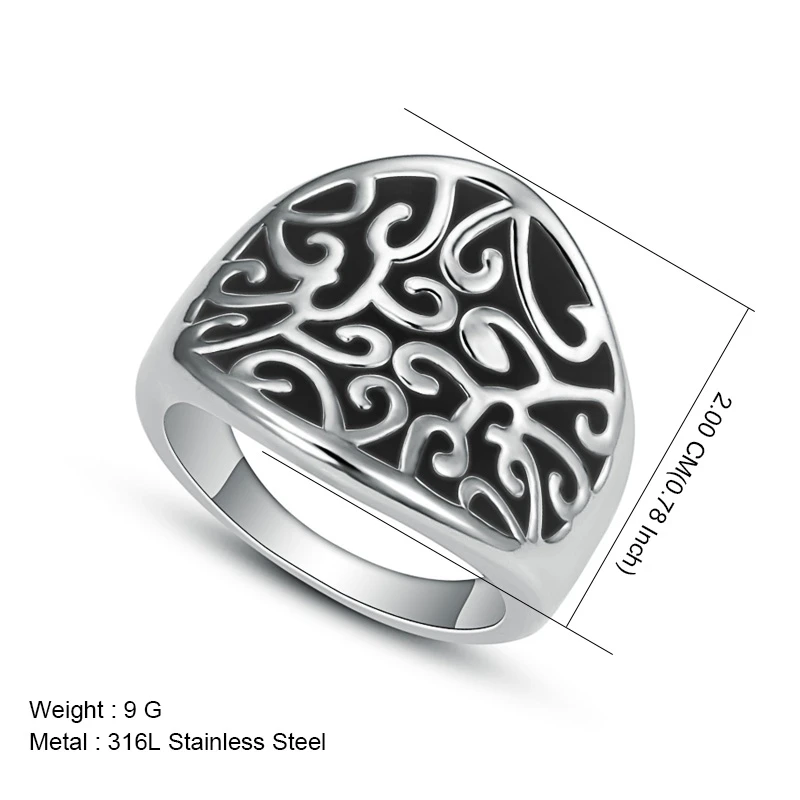 New Fashion Stainless Steel White/Black Enamel Rings For Women Charm Pattern Finger Ring Ladies Jewelry Birthday Gift (A912-914)